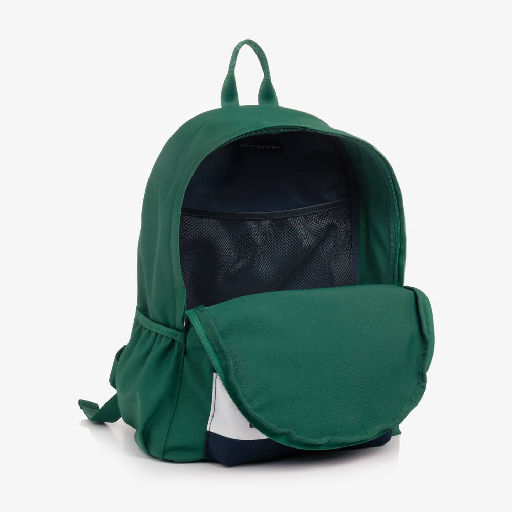 Tommy Hilfiger-Boys Green Backpack with Logo (40cm) | Childrensalon