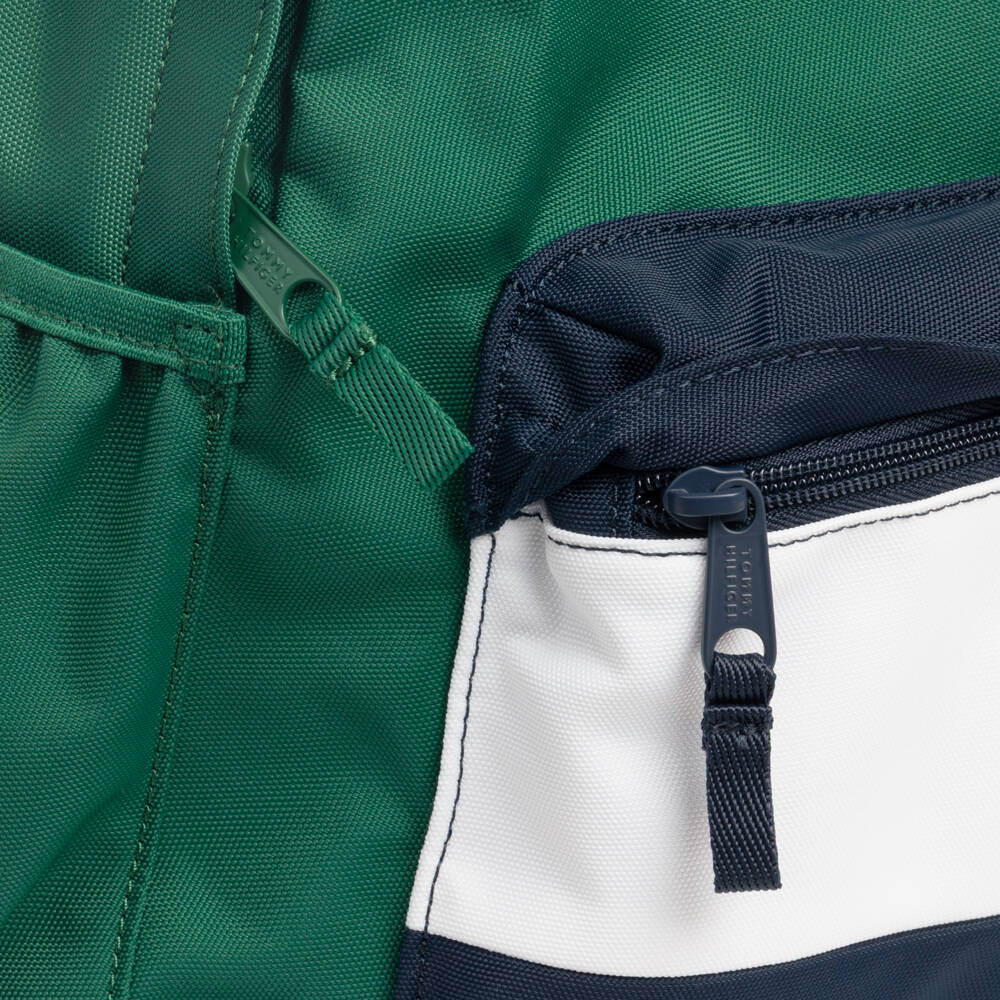 Tommy Hilfiger-Boys Green Backpack with Logo (40cm) | Childrensalon