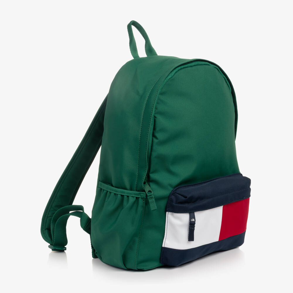 Tommy Hilfiger-Boys Green Backpack with Logo (40cm) | Childrensalon