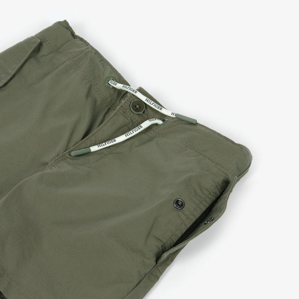 Tommy Hilfiger-Boys Green Cotton Drawstring Shorts | Childrensalon