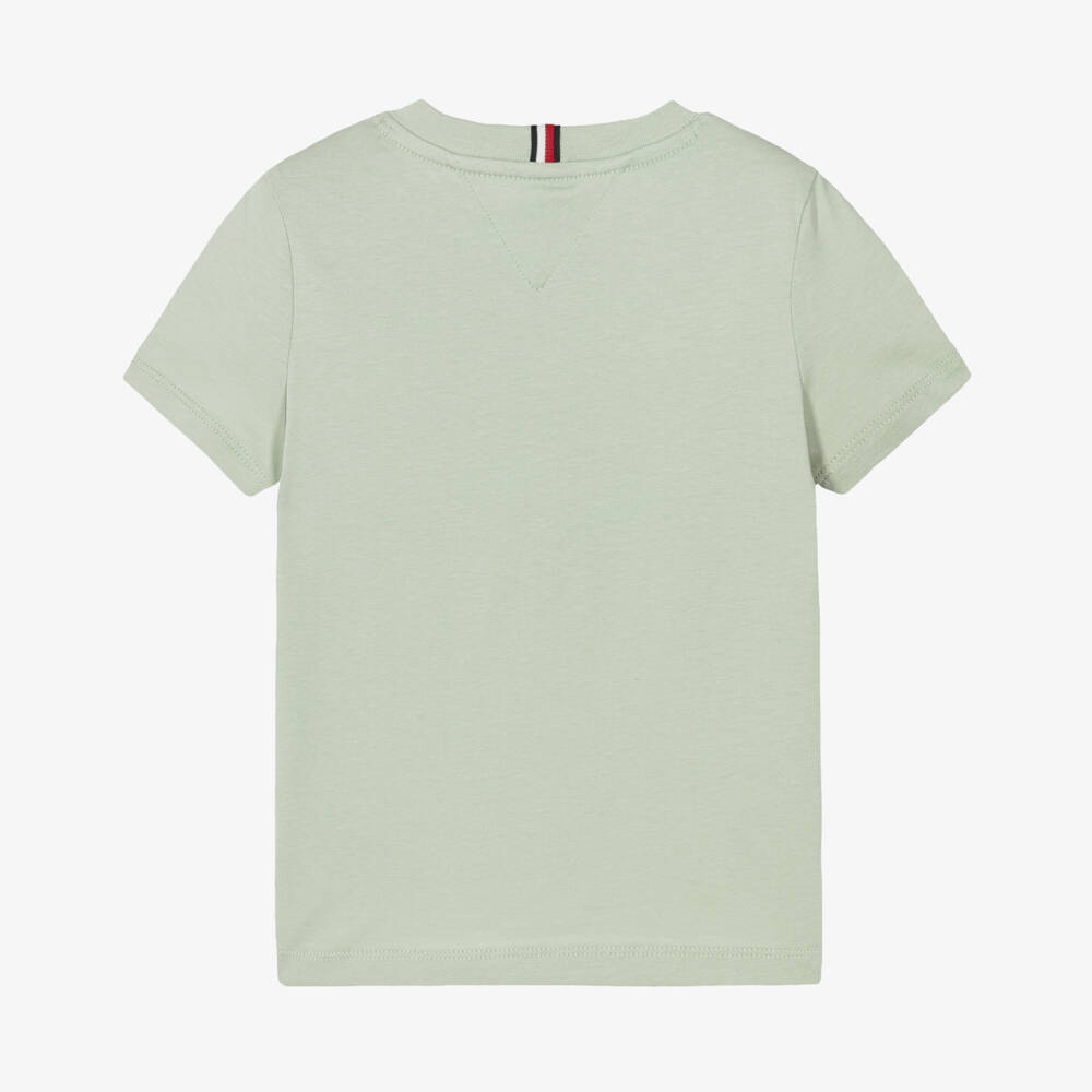 Tommy Hilfiger-Boys Green Cotton Flag Logo T-Shirt | Childrensalon