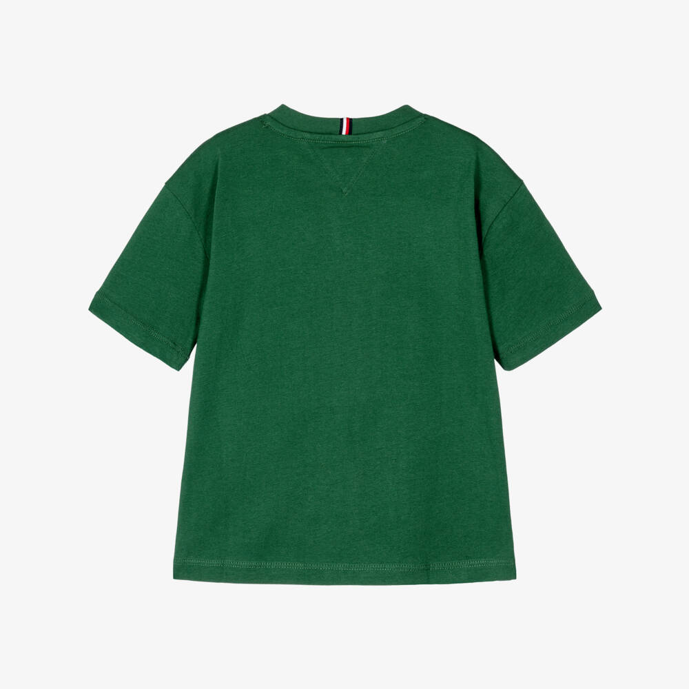 Tommy Hilfiger-Boys Green T-Shirt with Logo | Childrensalon