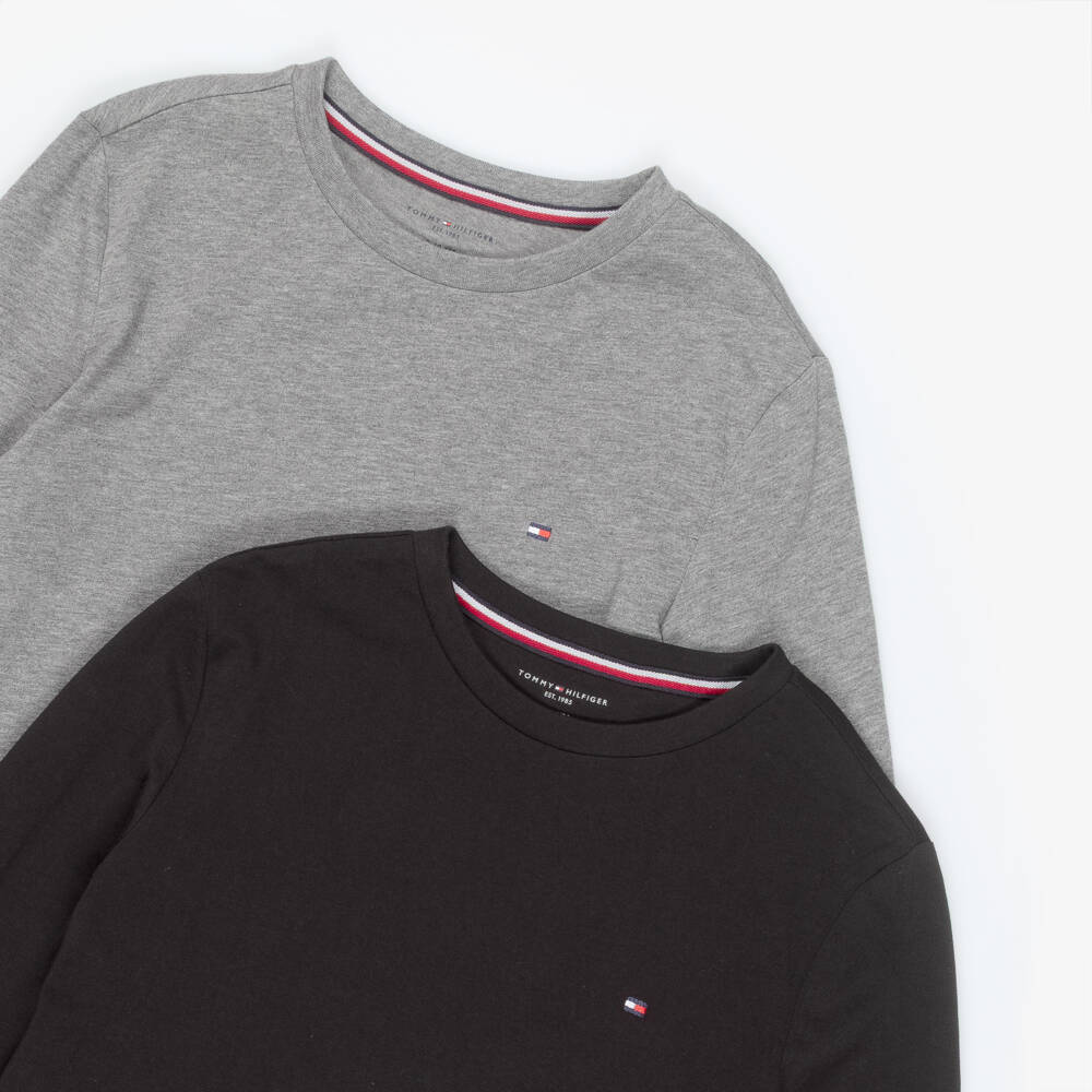 Tommy Hilfiger-Boys Grey & Black Cotton Long Sleeve Top (2 Pack) | Childrensalon