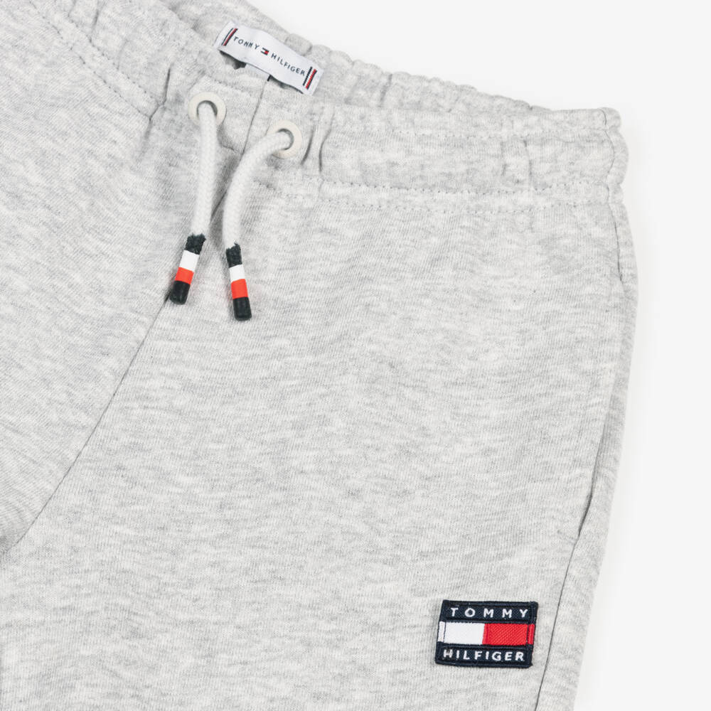 Tommy Hilfiger-Boys Grey Cotton Heritage Flag Logo Joggers | Childrensalon