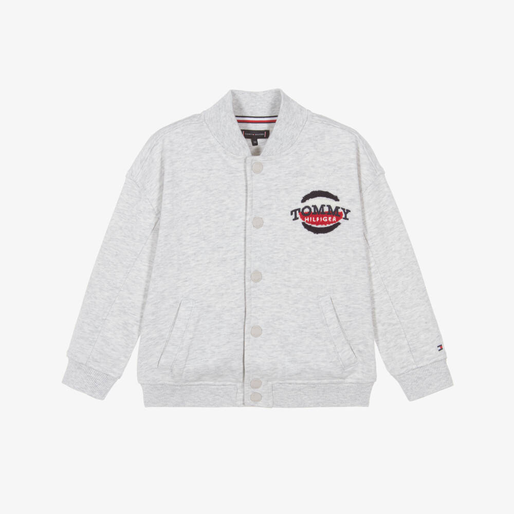 Tommy Hilfiger-Boys Grey Marl Cotton Jersey Cardigan | Childrensalon