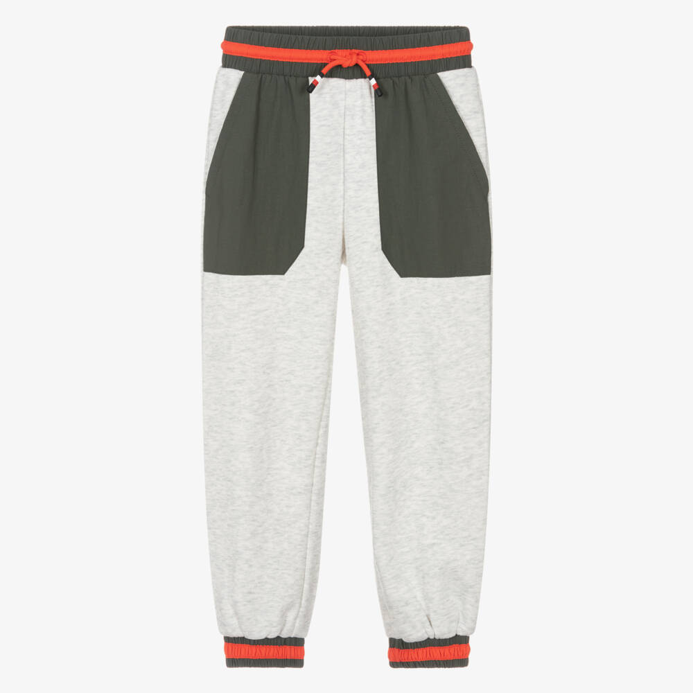 Tommy Hilfiger-Boys Grey Marl Cotton Jersey Joggers with Striped Trims | Childrensalon