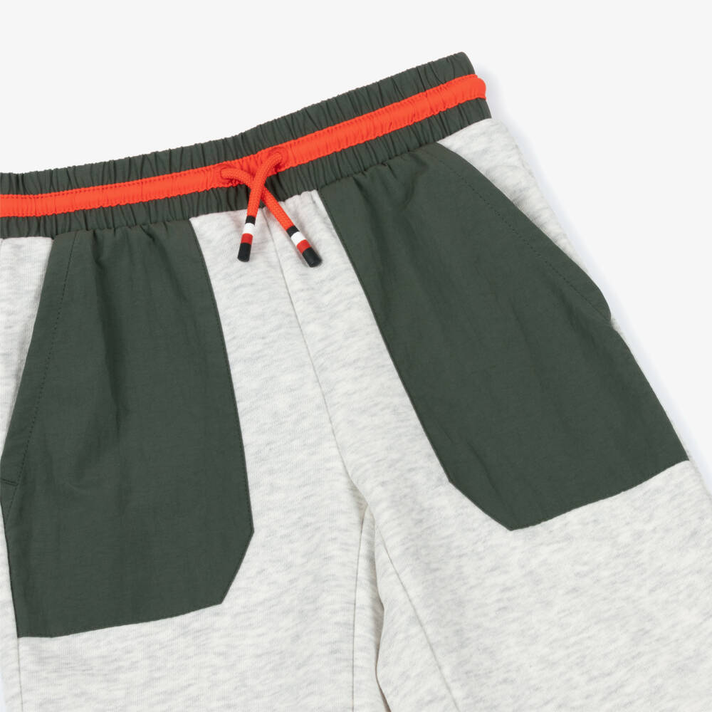 Tommy Hilfiger-Boys Grey Marl Cotton Jersey Joggers with Striped Trims | Childrensalon