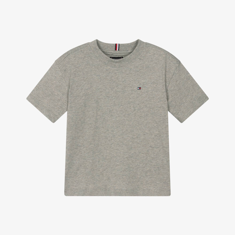 Tommy Hilfiger-Boys Grey Marl Organic Cotton Jersey T-Shirt | Childrensalon
