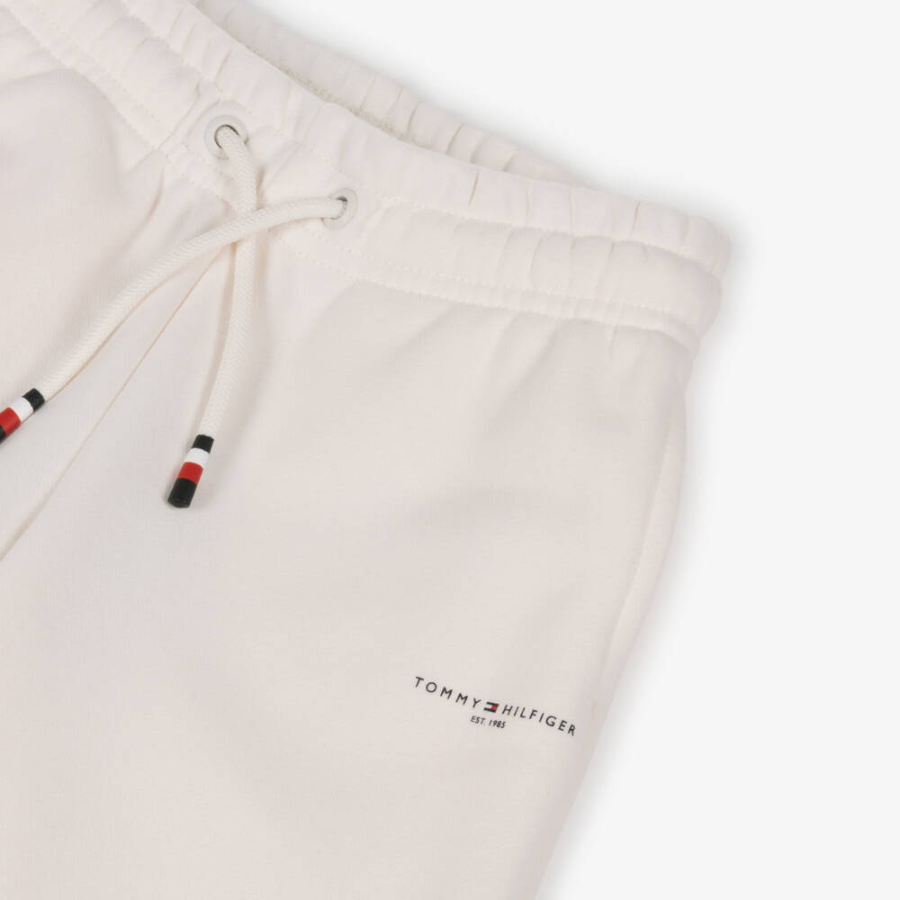 Tommy Hilfiger-Boys Ivory Cotton Mini Logo Joggers | Childrensalon
