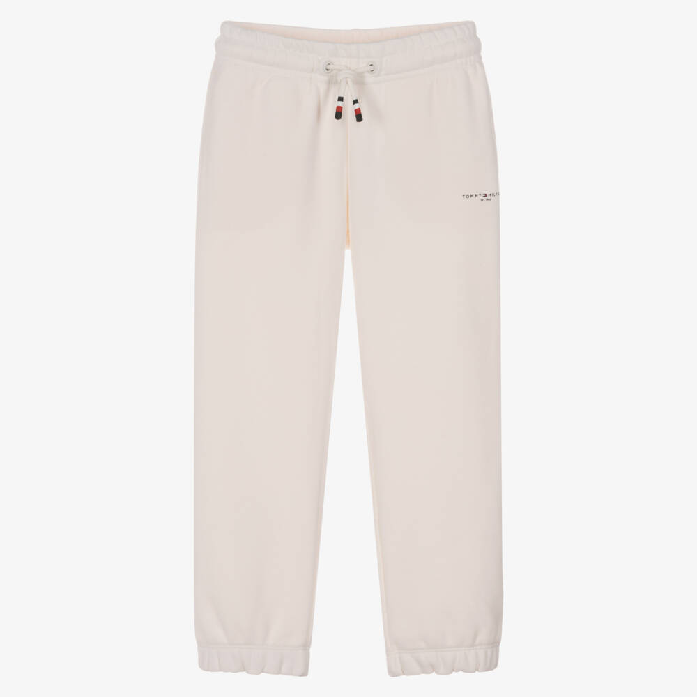 Tommy Hilfiger-Boys Ivory Cotton Mini Logo Joggers | Childrensalon