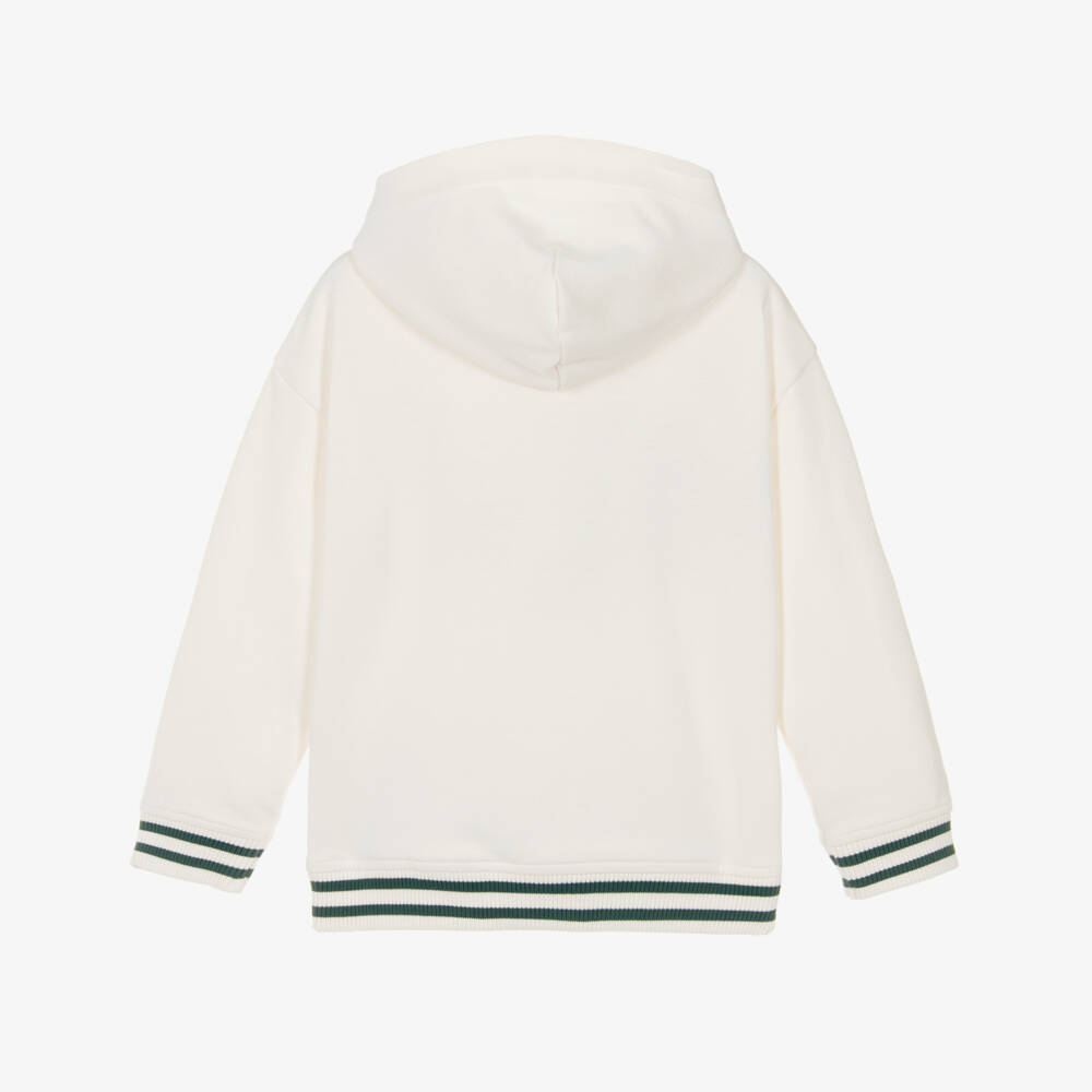 Tommy Hilfiger-Boys Ivory Cotton Monogram Logo Hoodie | Childrensalon