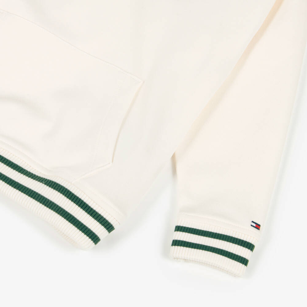 Tommy Hilfiger-Boys Ivory Cotton Monogram Logo Hoodie | Childrensalon