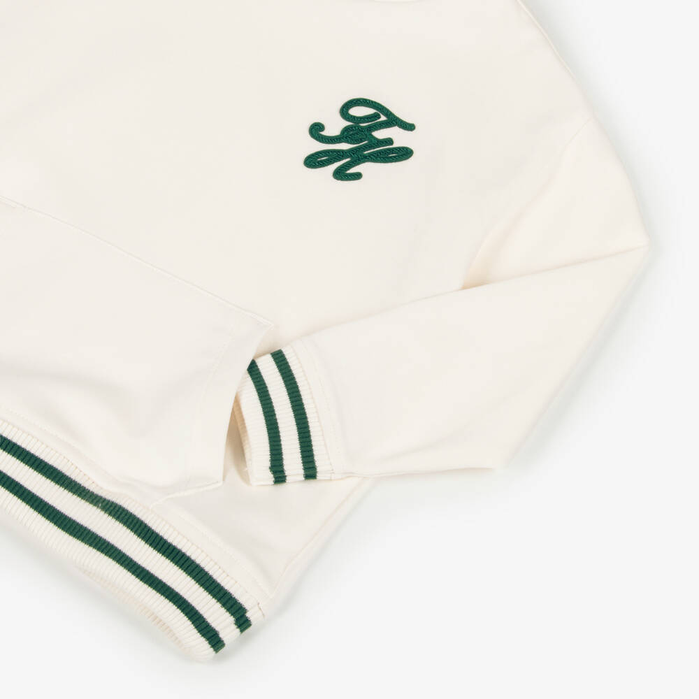 Tommy Hilfiger-Boys Ivory Cotton Monogram Logo Hoodie | Childrensalon