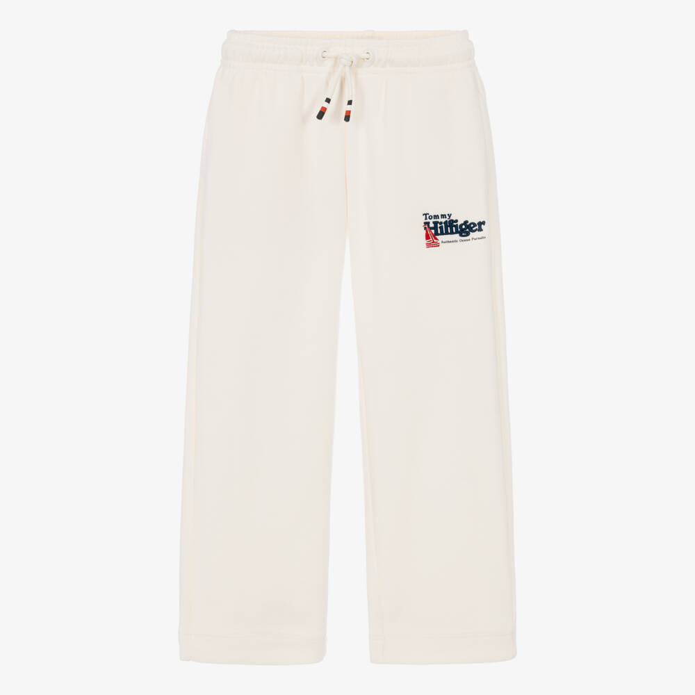Tommy Hilfiger-Boys Ivory Cotton Piqué Joggers with Embroidery | Childrensalon