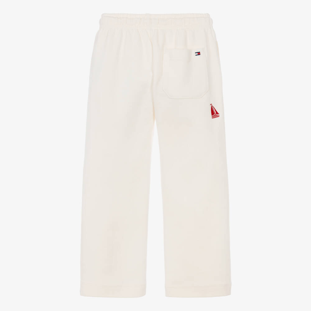 Tommy Hilfiger-Boys Ivory Cotton Piqué Joggers with Embroidery | Childrensalon