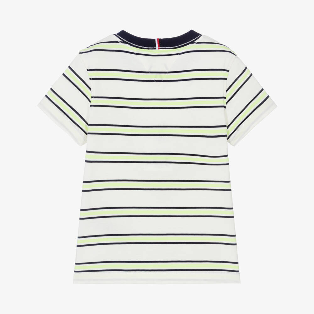 Tommy Hilfiger-Boys Ivory Cotton T-Shirt with Bold Stripes | Childrensalon