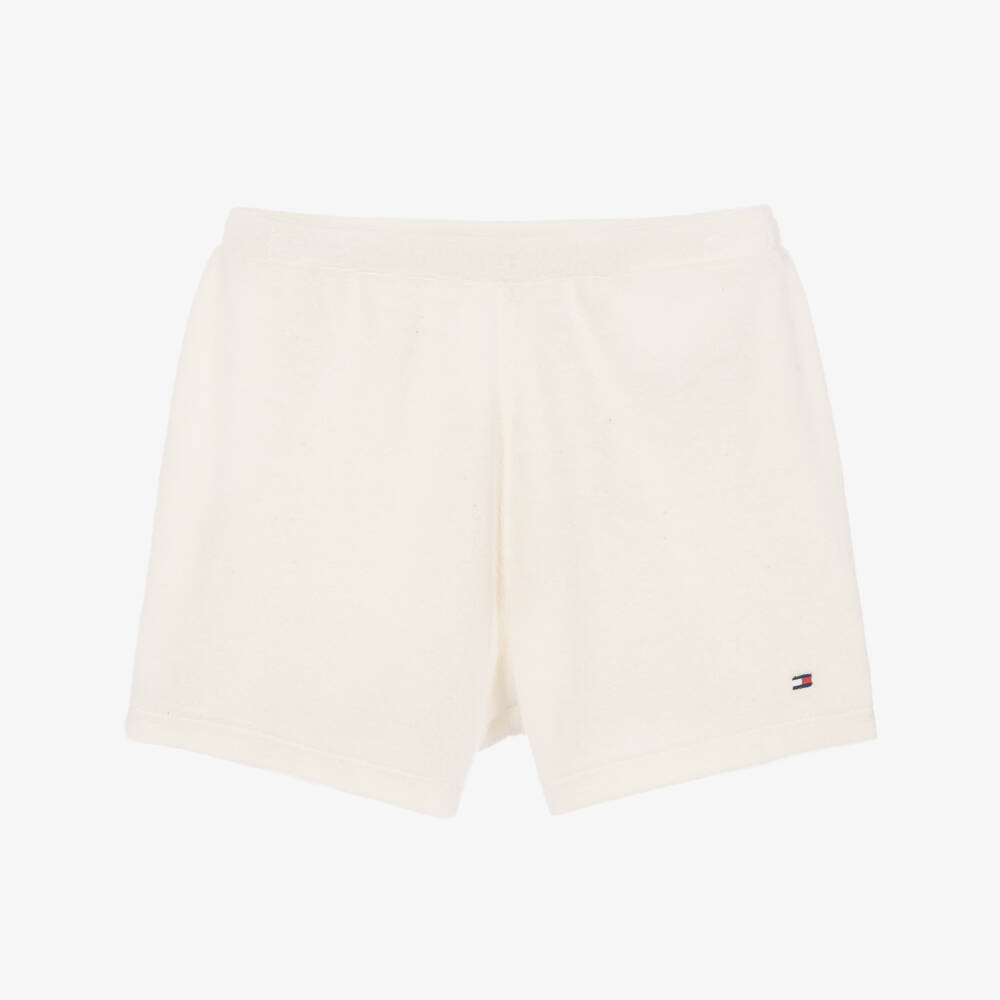 Tommy Hilfiger-Boys Ivory Towelling Beach Shorts | Childrensalon