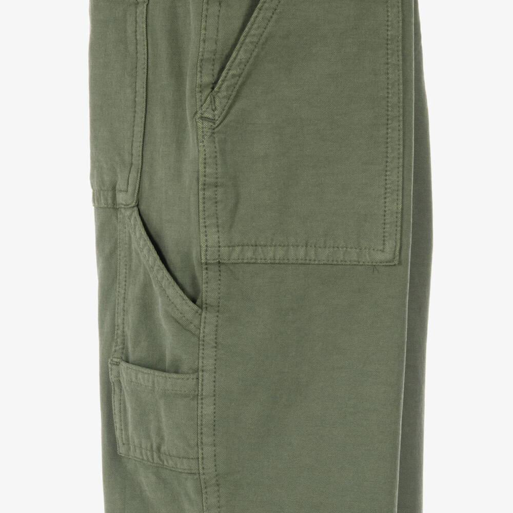 Tommy Hilfiger-Boys Khaki Green Relaxed Fit Trousers with Carpenter Pocket | Childrensalon