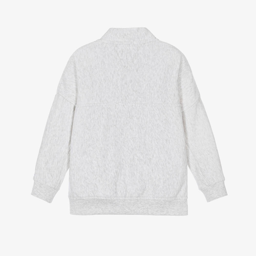 Tommy Hilfiger-Boys Light Grey Quarter-Zip Varsity Logo Sweatshirt | Childrensalon
