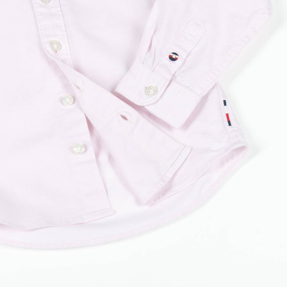 Tommy Hilfiger-Boys Light Pink Oxford Cotton Long-Sleeved Shirt | Childrensalon