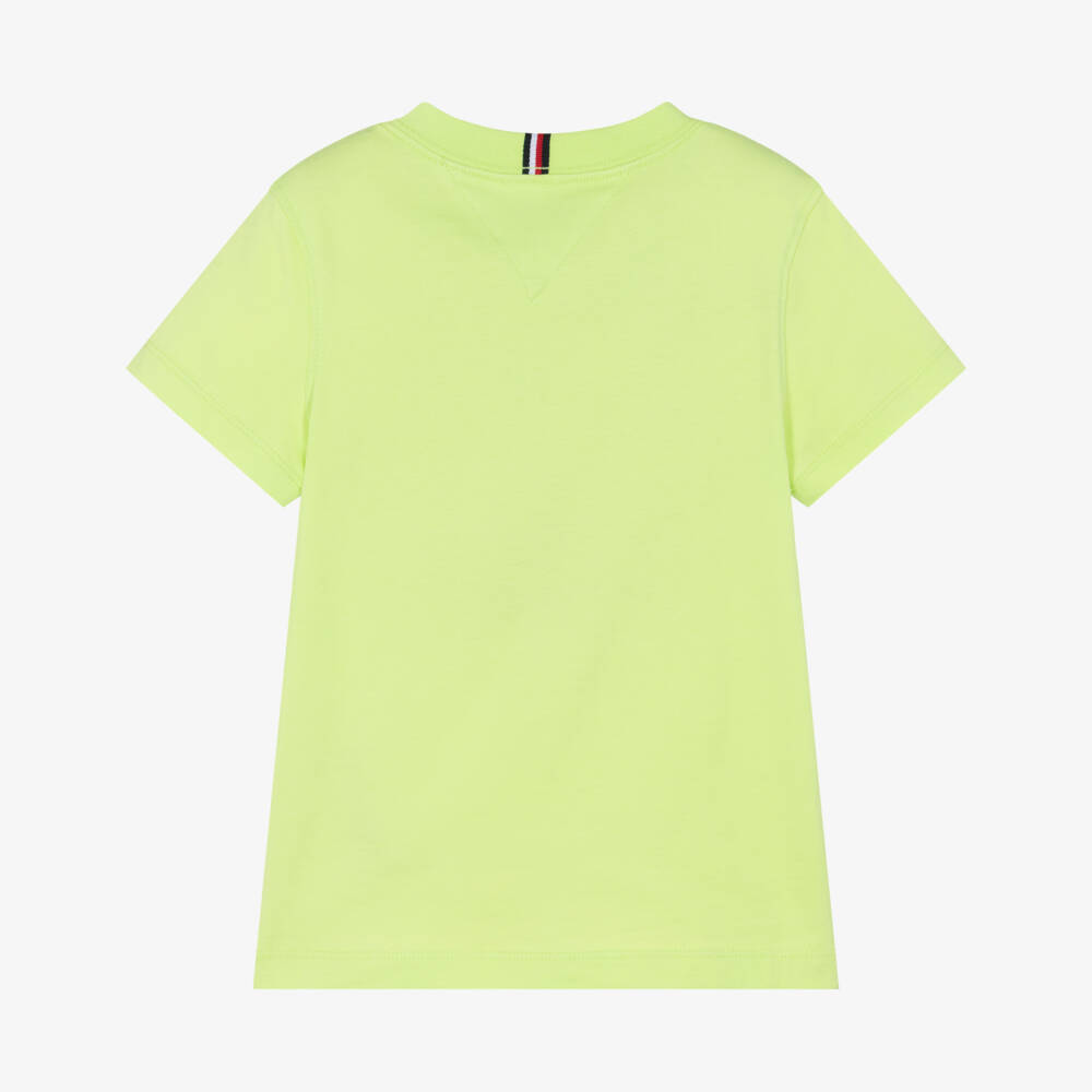 Tommy Hilfiger-Boys Lime Green Cotton Crew Neck T-Shirt | Childrensalon