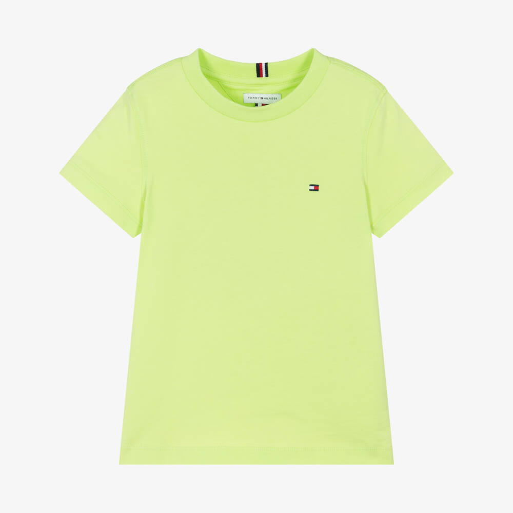 Tommy Hilfiger-Boys Lime Green Cotton Crew Neck T-Shirt | Childrensalon