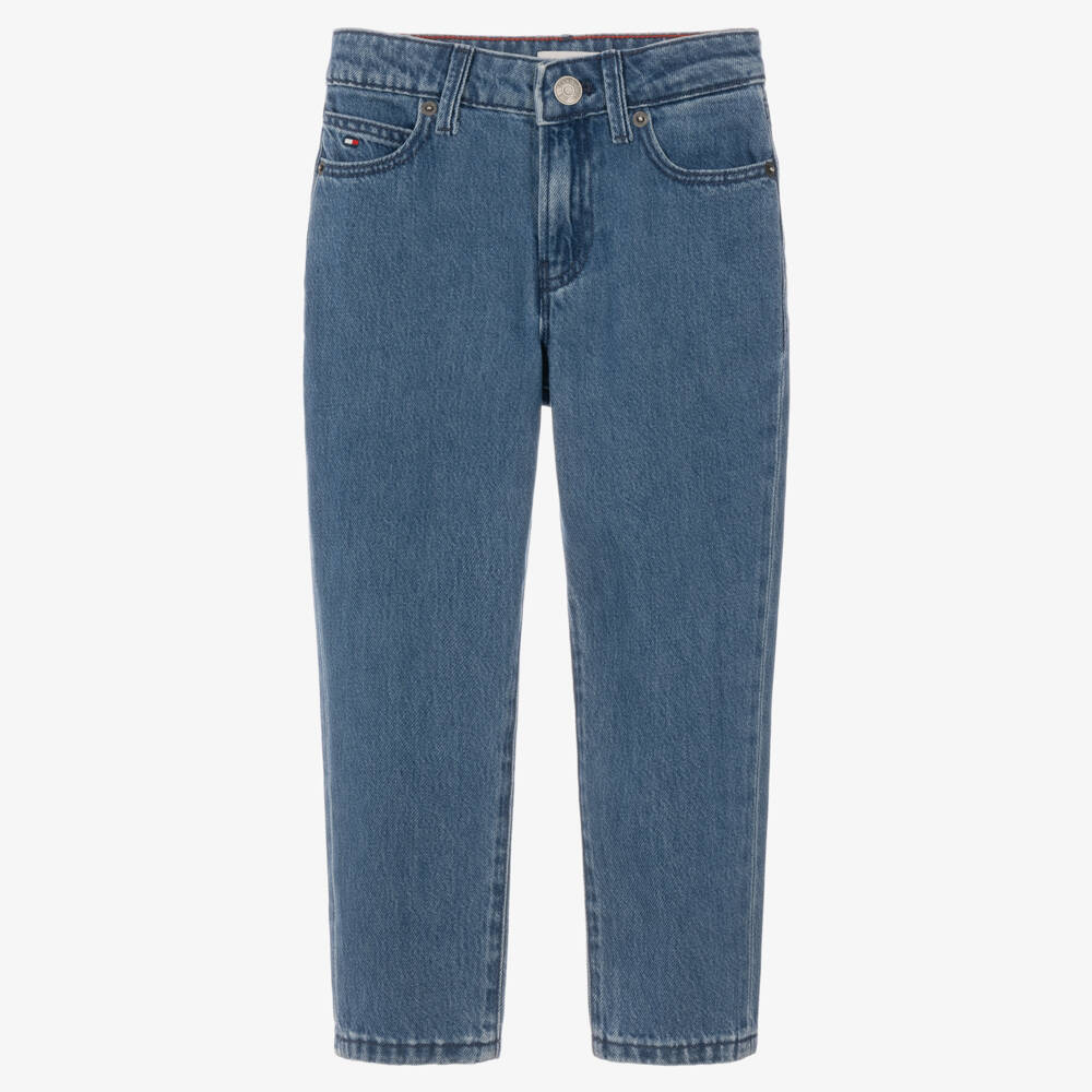 Tommy Hilfiger-Boys Mid Blue Denim Straight Fit Jeans | Childrensalon