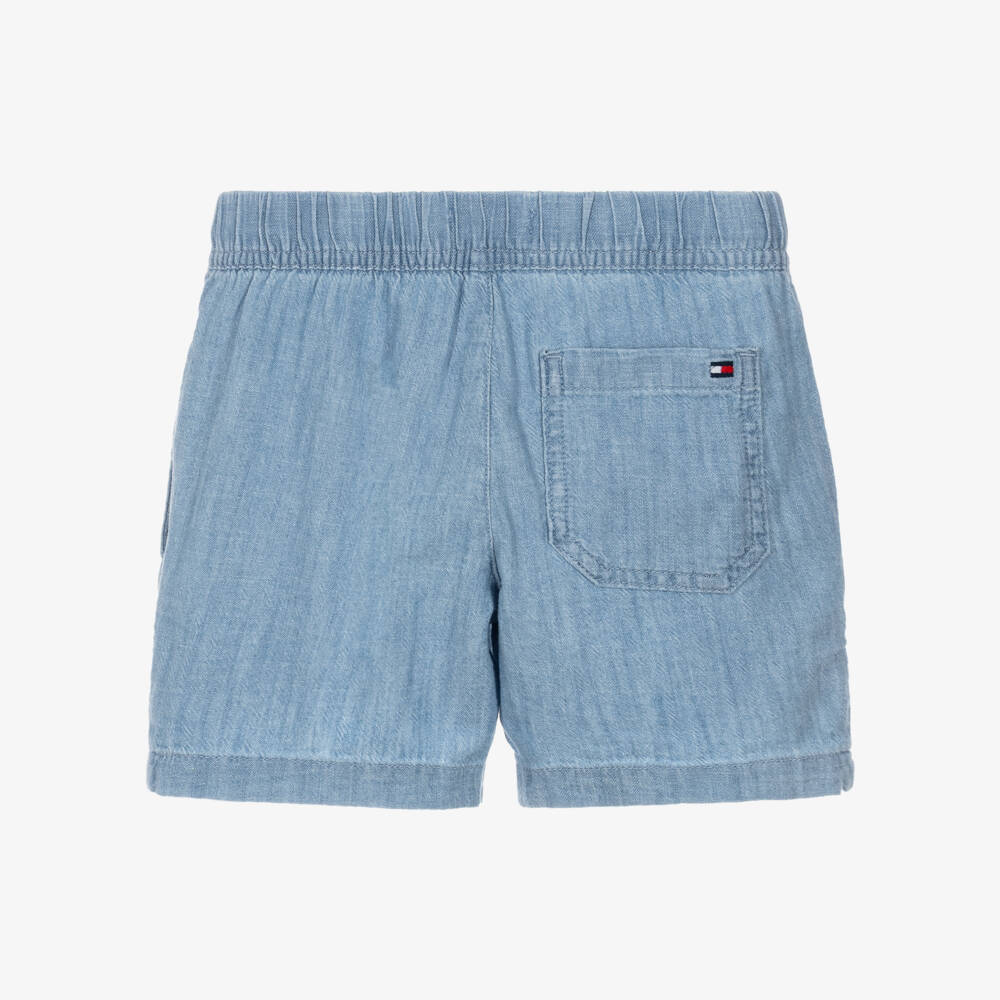 Tommy Hilfiger-Boys Mid Blue Denim Wavy Flag Shorts | Childrensalon
