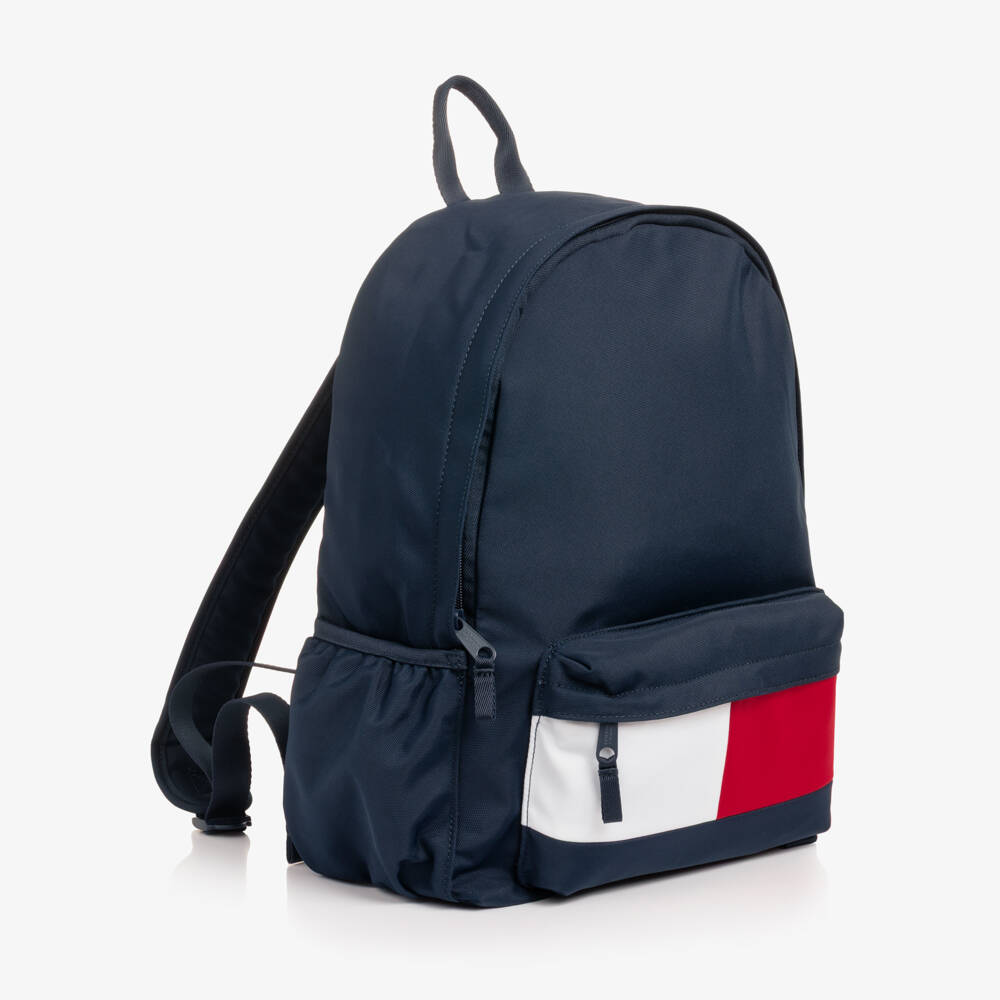 Tommy Hilfiger-Boys Navy Blue Backpack with Logo (40cm) | Childrensalon