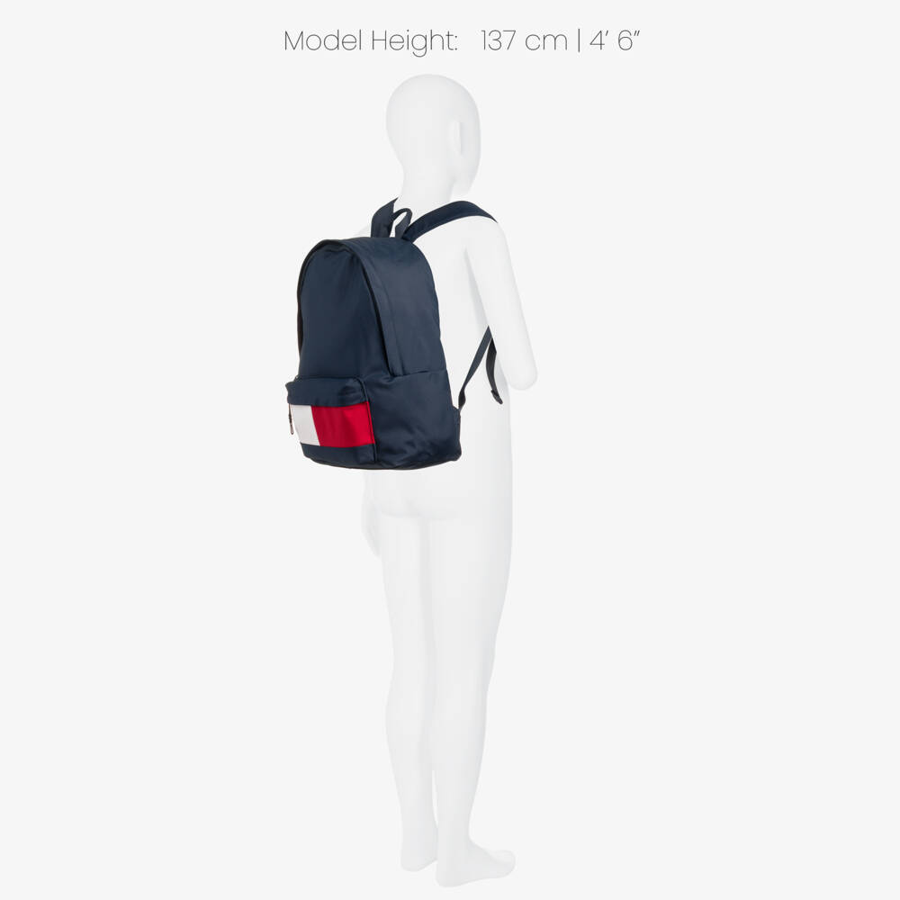 Tommy Hilfiger-Boys Navy Blue Backpack with Logo (40cm) | Childrensalon