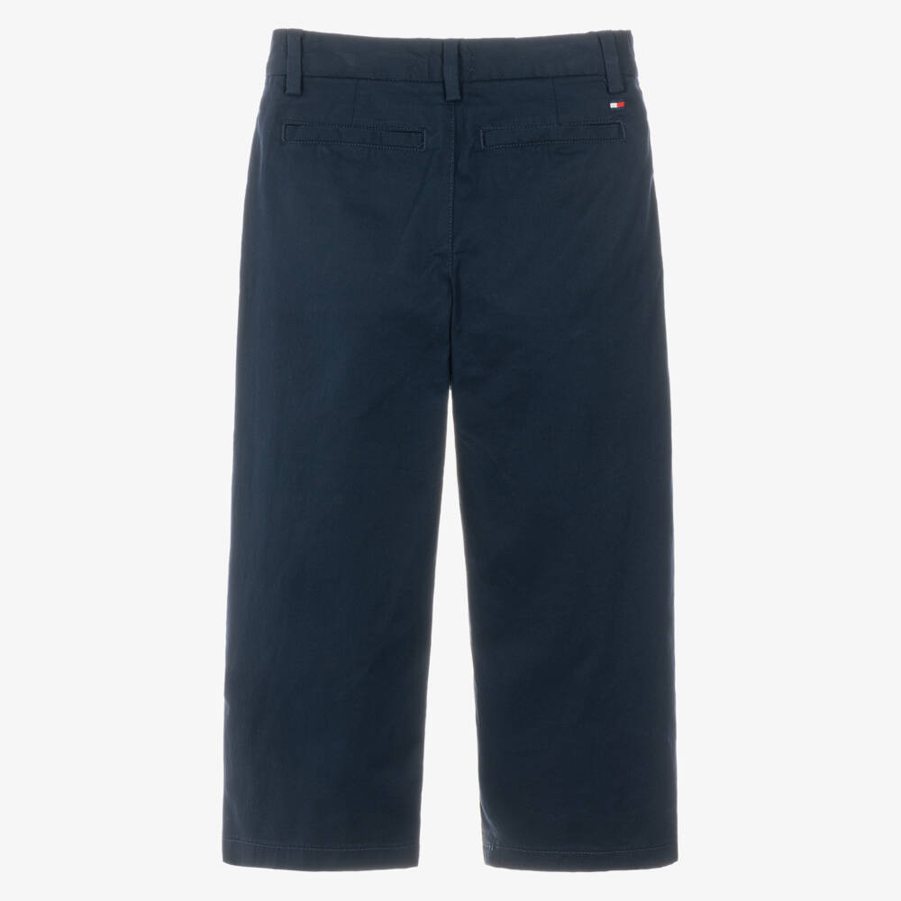 Tommy Hilfiger-Boys Navy Blue Baggy Fit Chino Trousers | Childrensalon
