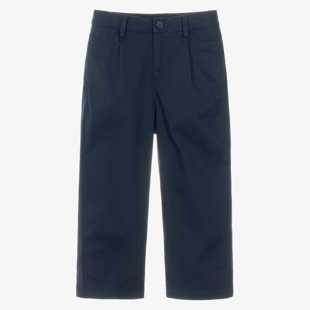 Tommy Hilfiger-Boys Navy Blue Baggy Fit Chino Trousers | Childrensalon