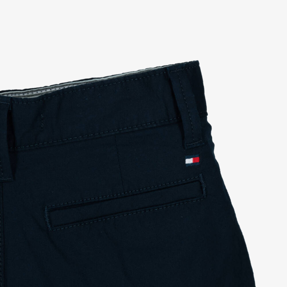 Tommy Hilfiger-Boys Navy Blue Belted Chino Shorts | Childrensalon