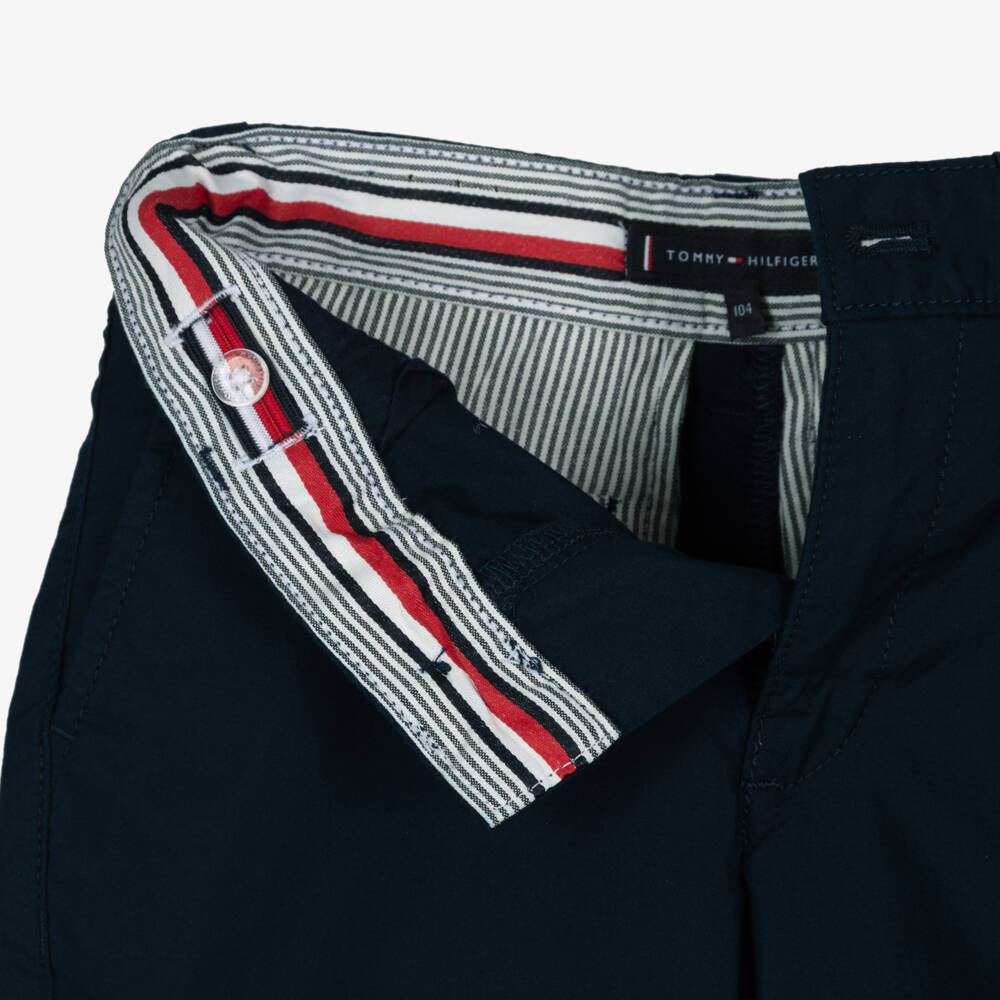 Tommy Hilfiger-Boys Navy Blue Belted Chino Shorts | Childrensalon