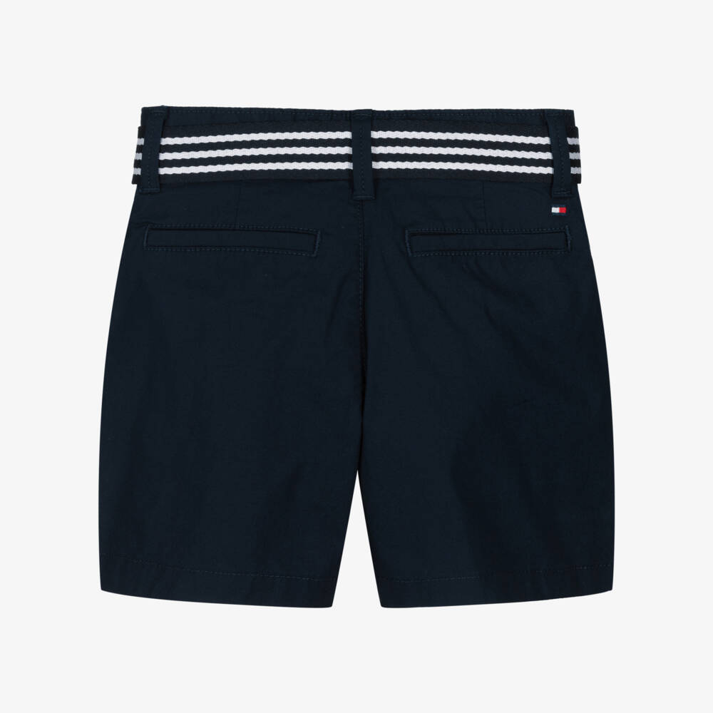 Tommy Hilfiger-Boys Navy Blue Belted Chino Shorts | Childrensalon