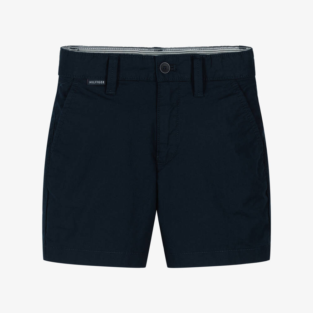 Tommy Hilfiger-Boys Navy Blue Belted Chino Shorts | Childrensalon