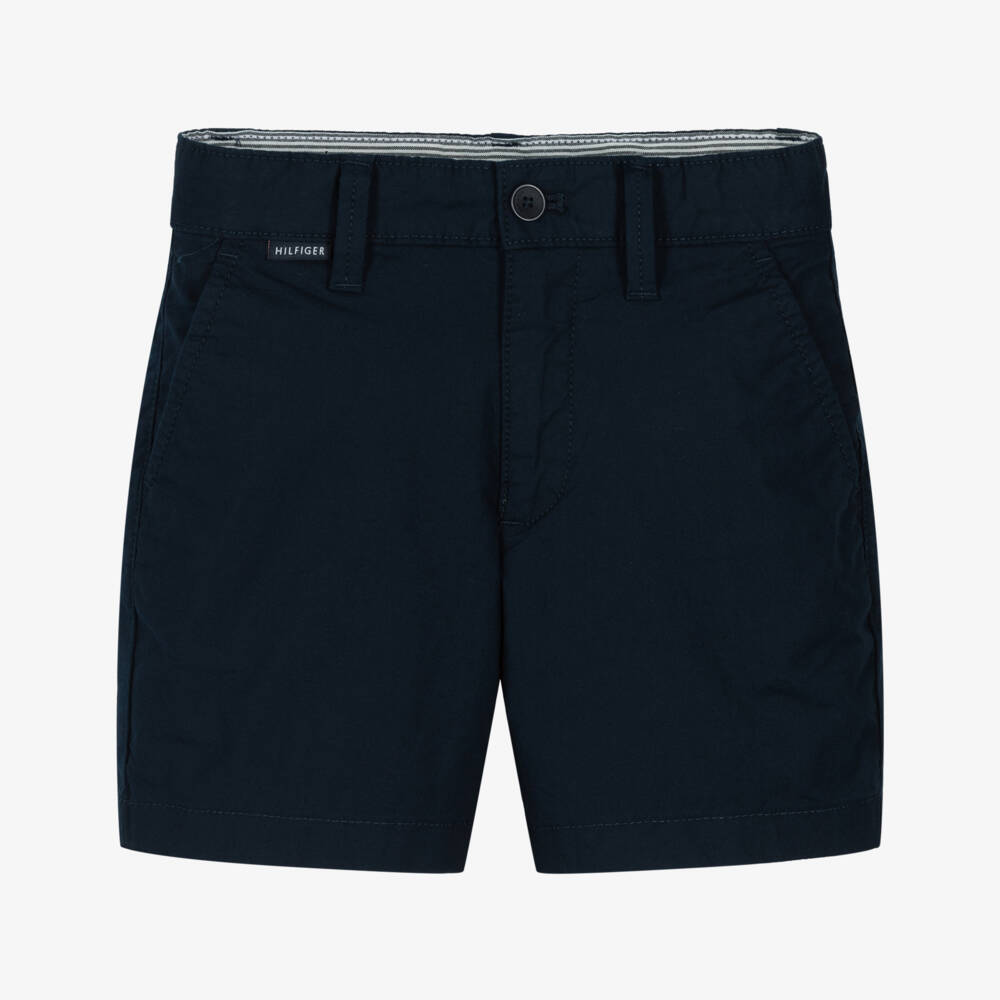 Tommy Hilfiger-Boys Navy Blue Belted Chino Shorts | Childrensalon