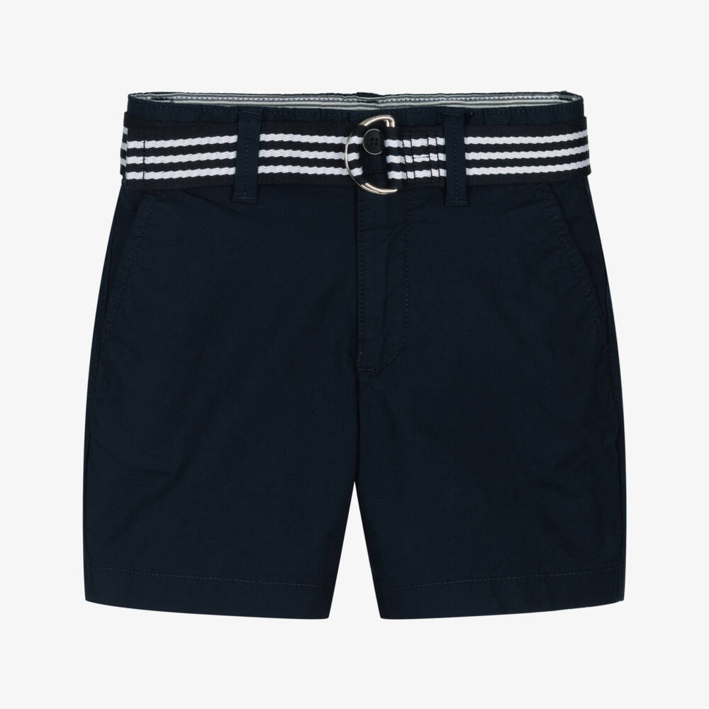 Tommy Hilfiger-Boys Navy Blue Belted Chino Shorts | Childrensalon