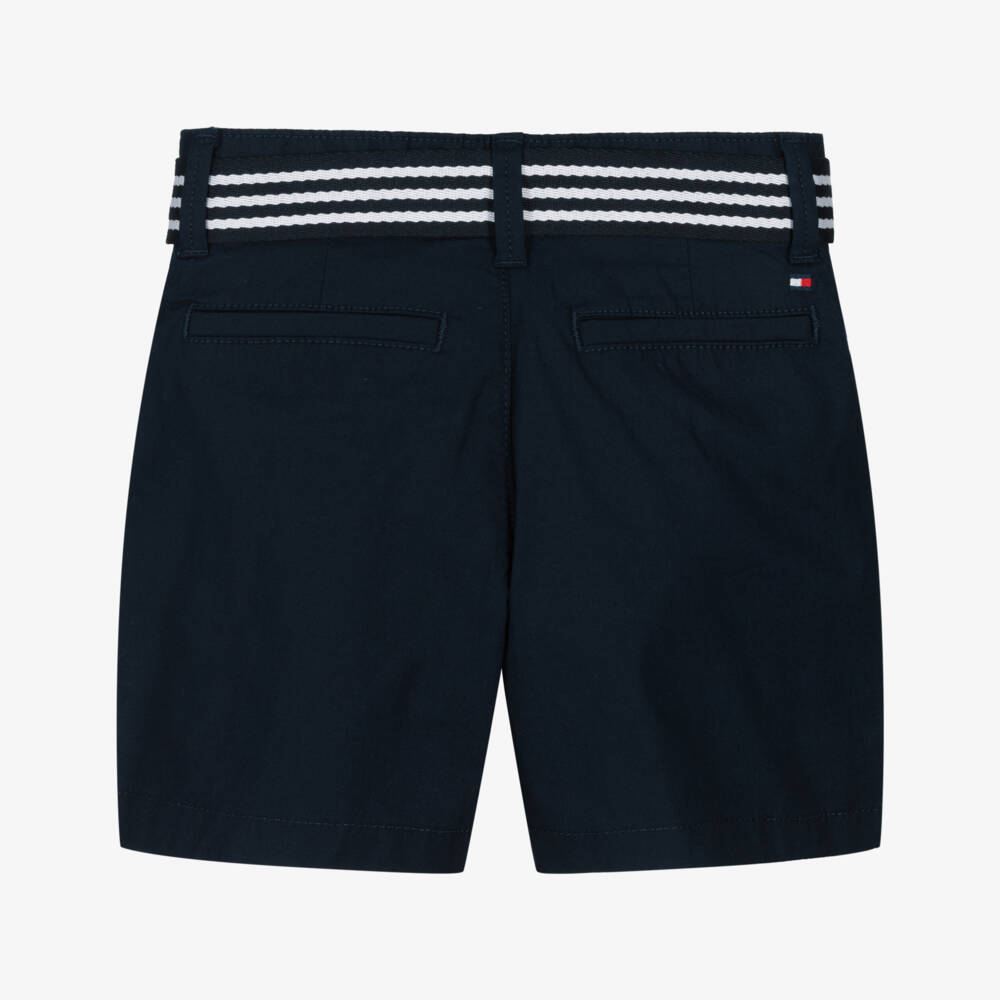 Tommy Hilfiger-Boys Navy Blue Belted Chino Shorts | Childrensalon