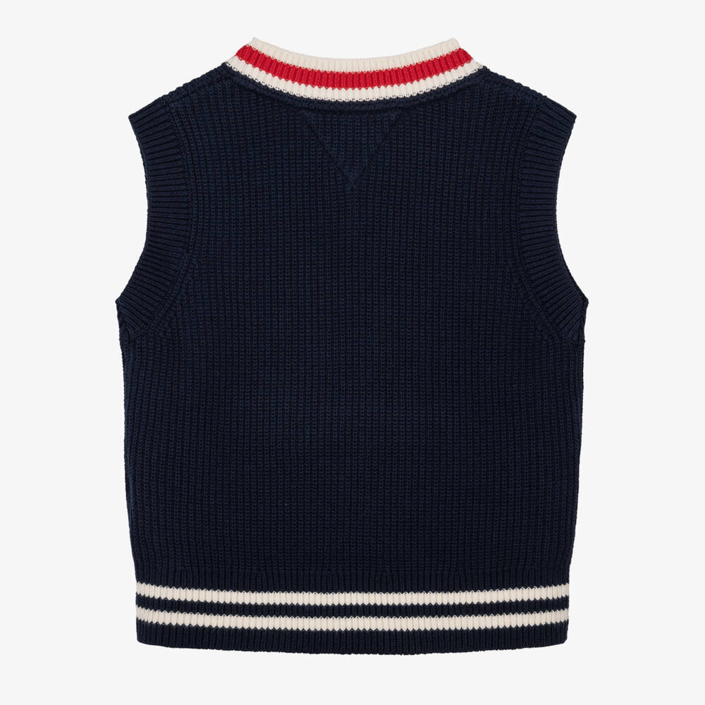 Tommy Hilfiger-Boys Navy Blue Cable Knit Slipover | Childrensalon