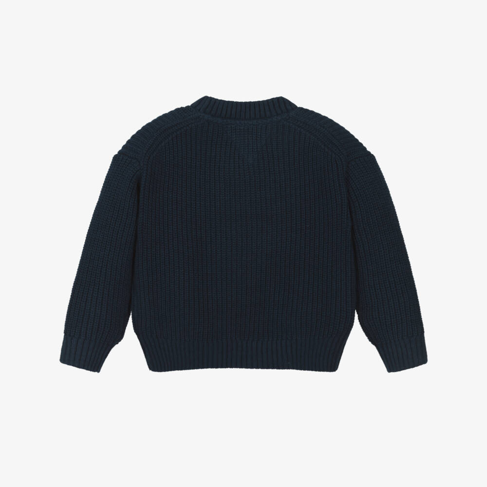 Tommy Hilfiger-Boys Navy Blue Chunky Knit Heritage Flag Sweater | Childrensalon