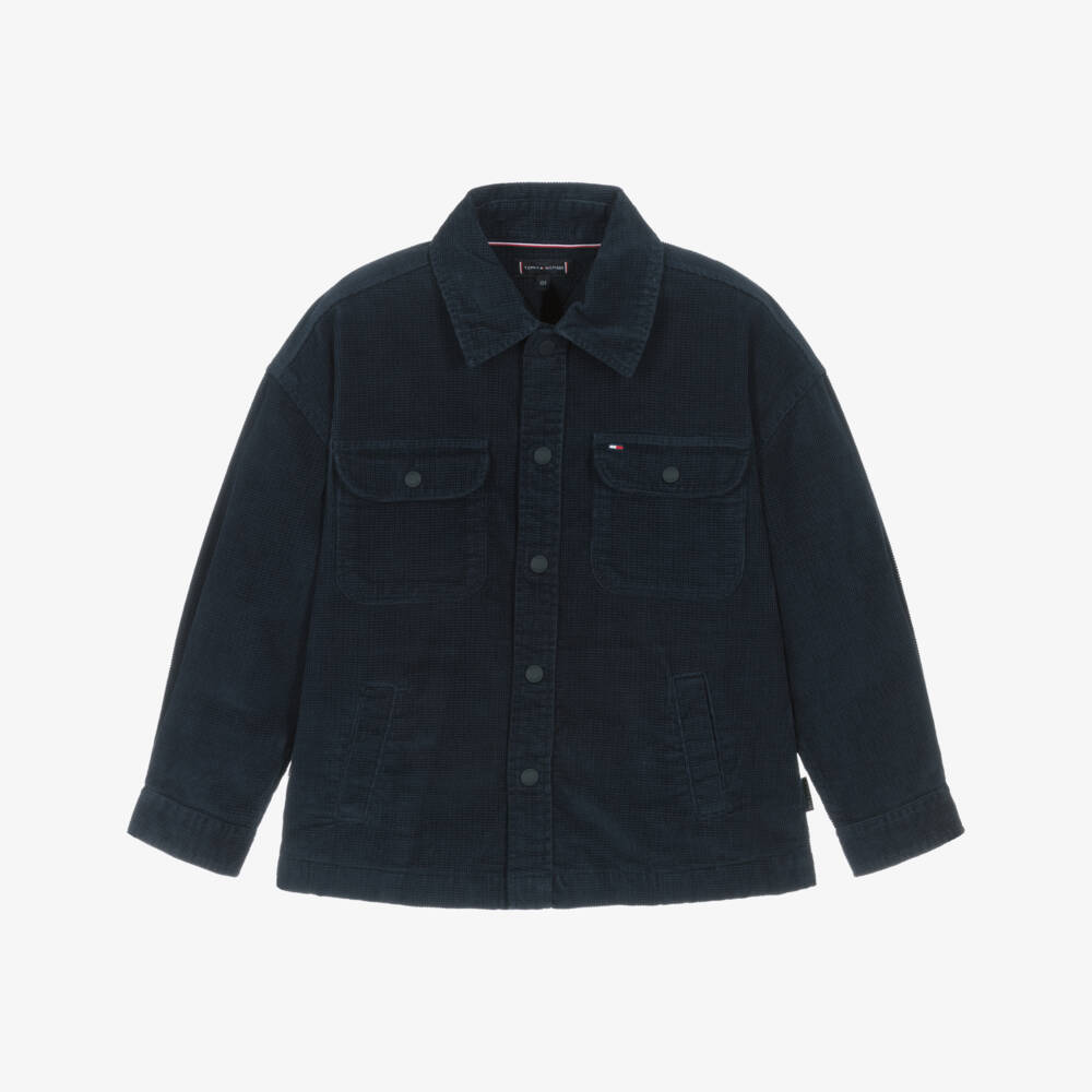 Tommy Hilfiger-Boys Navy Blue Cotton Corduroy Overshirt | Childrensalon