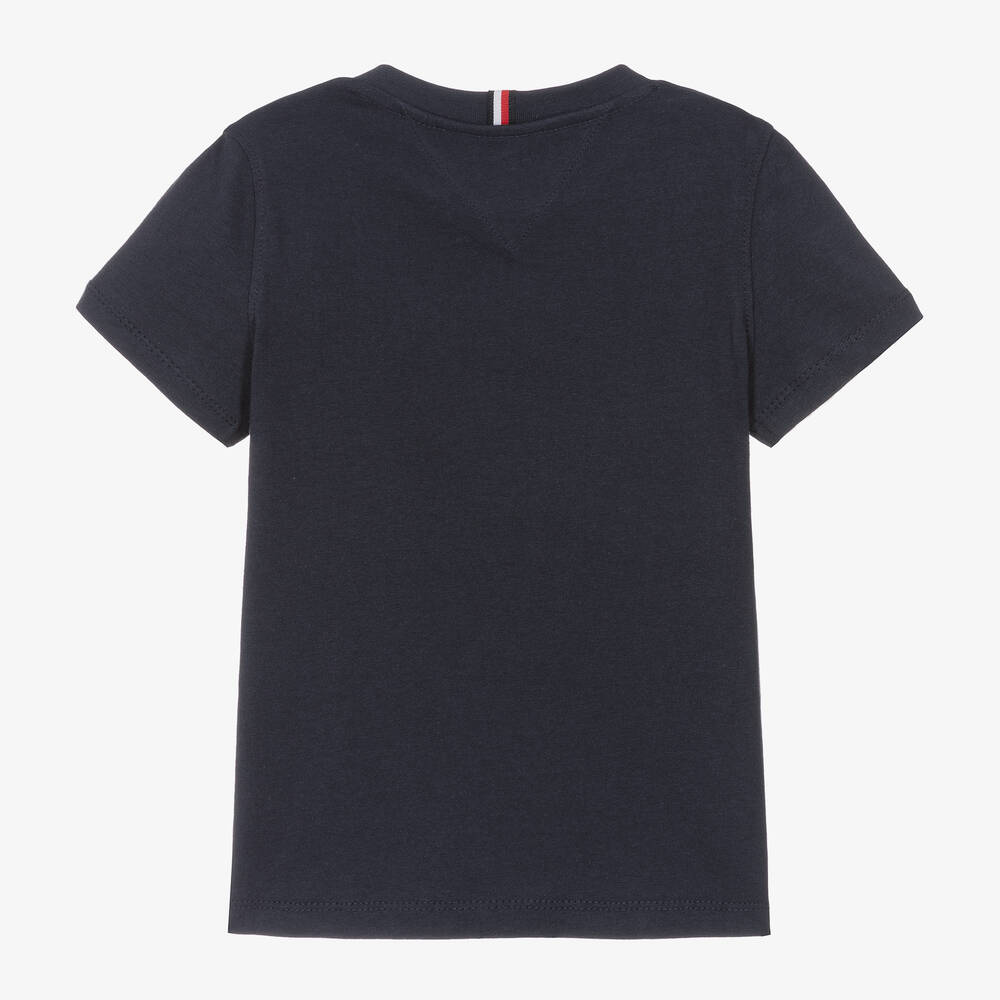 Tommy Hilfiger-Синяя хлопковая футболка c логотипом для мальчиков | Childrensalon