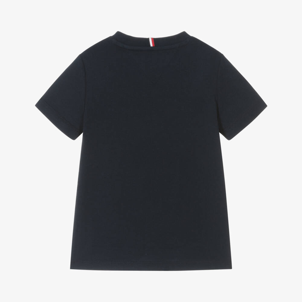 Tommy Hilfiger-Boys Navy Blue Cotton Flag Logo T-Shirt | Childrensalon