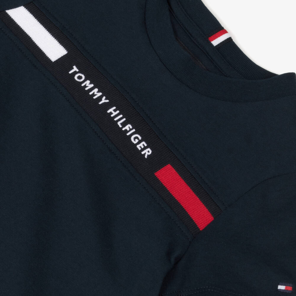 Tommy Hilfiger-Boys Navy Blue Cotton Flag Logo T-Shirt | Childrensalon