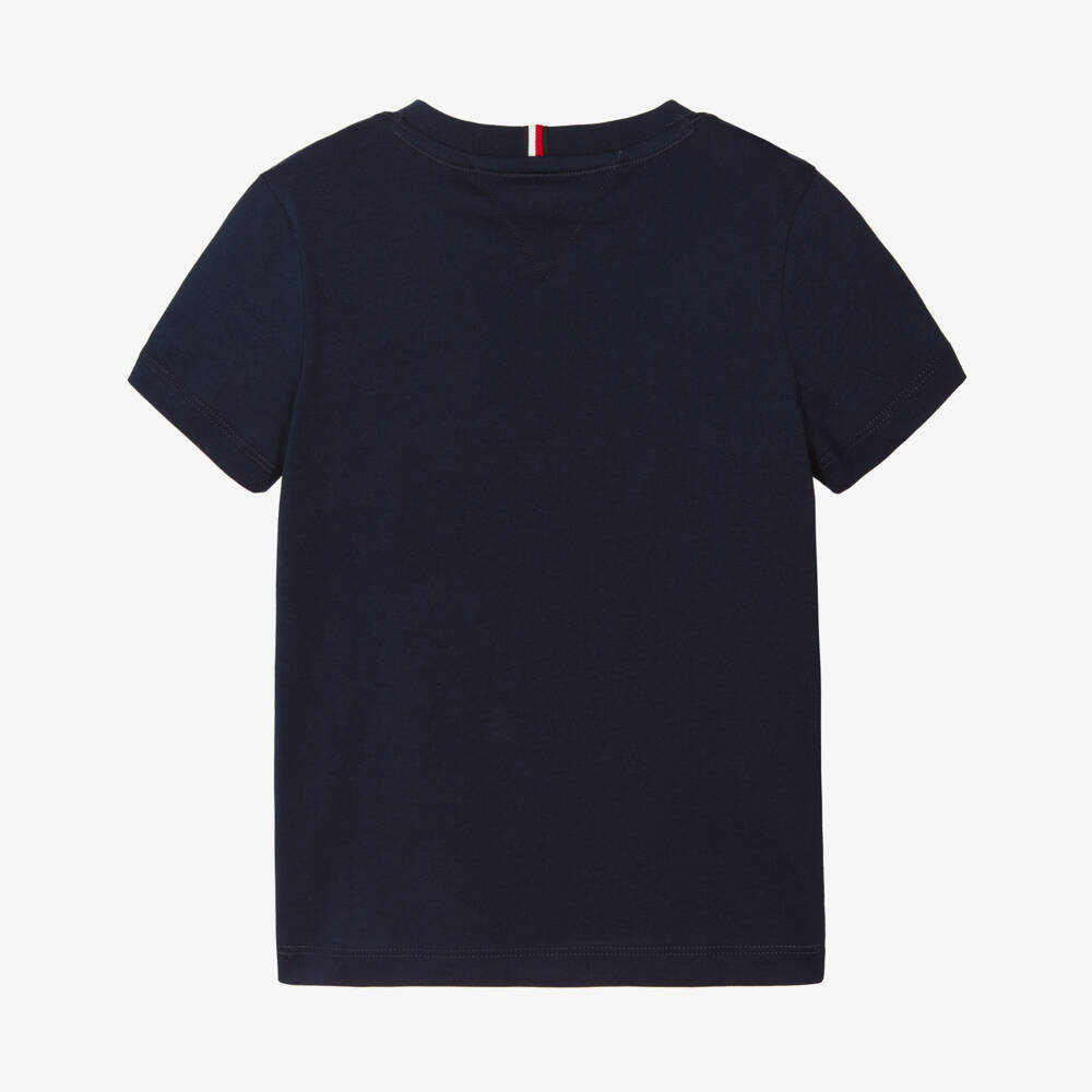 Tommy Hilfiger-Boys Navy Blue Cotton Flag Logo T-Shirt  | Childrensalon
