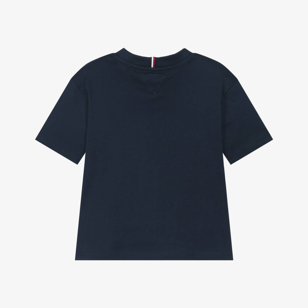 Tommy Hilfiger-Boys Navy Blue Cotton Heritage Flag Logo T-Shirt  | Childrensalon