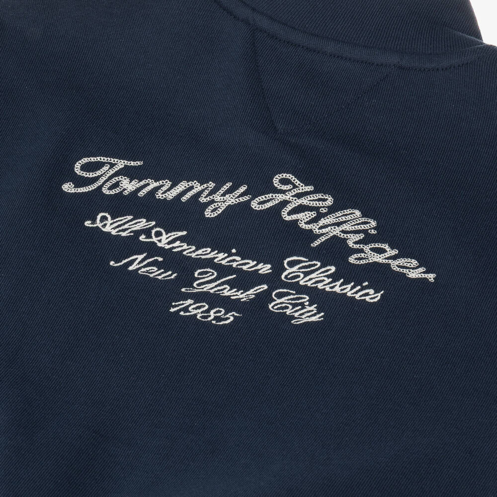 Tommy Hilfiger-Boys Navy Blue Cotton High-Neck Sweatshirt | Childrensalon