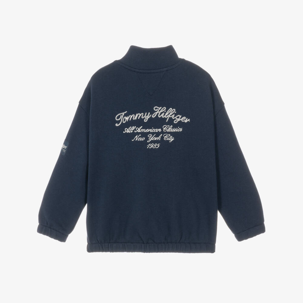 Tommy Hilfiger-Boys Navy Blue Cotton High-Neck Sweatshirt | Childrensalon