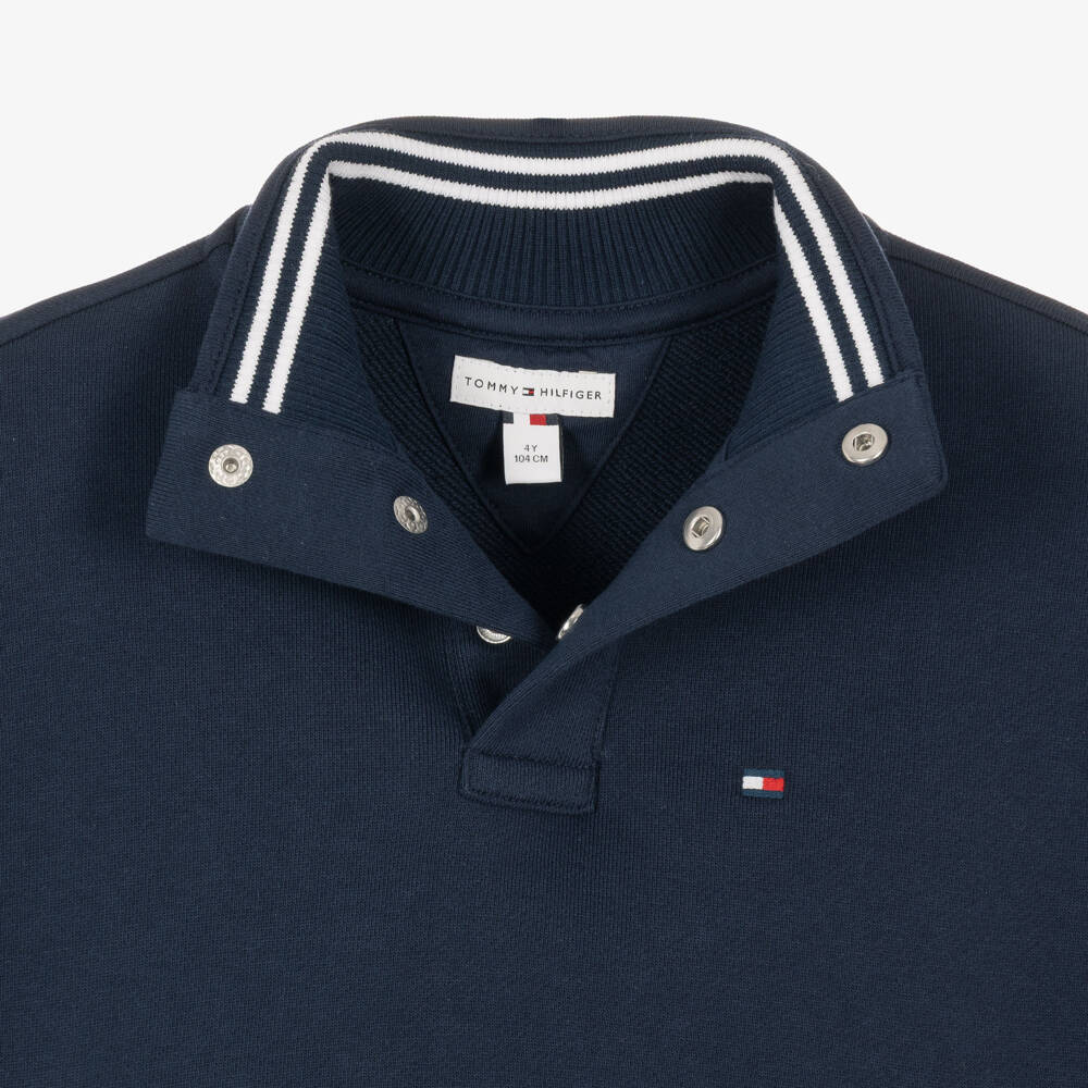 Tommy Hilfiger-Boys Navy Blue Cotton High-Neck Sweatshirt | Childrensalon